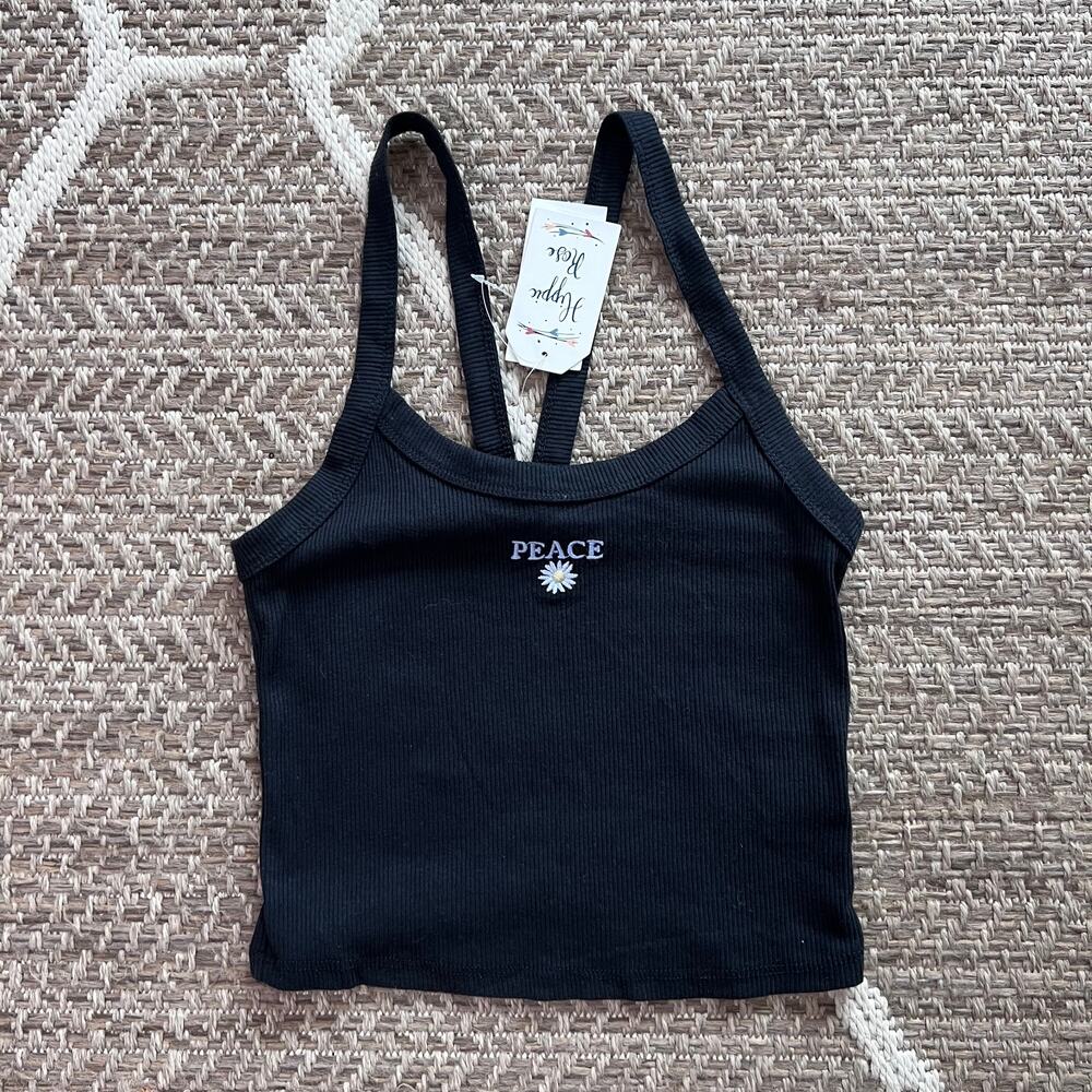 Hippie Rose "Peace" Cropped Tank Sz small